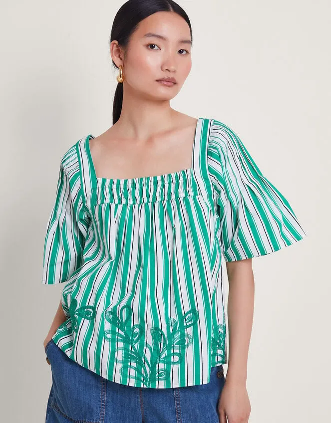Women Dorita Embroidered Top Green Monsoon Tops and Blouses