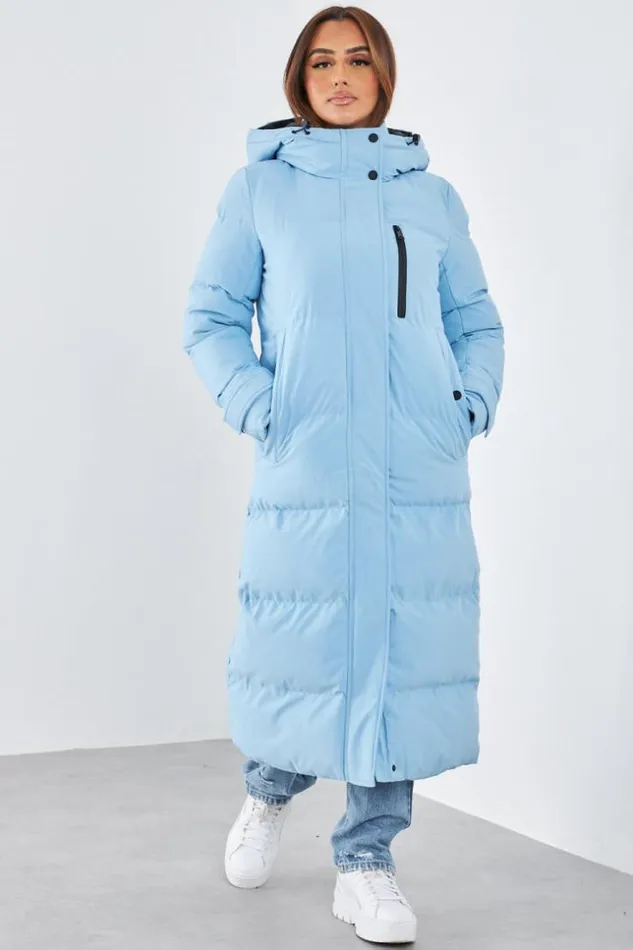 Women Doudoune Bleu Clair Longue Matelasse Bleuclair Brentiny Paris White Tops