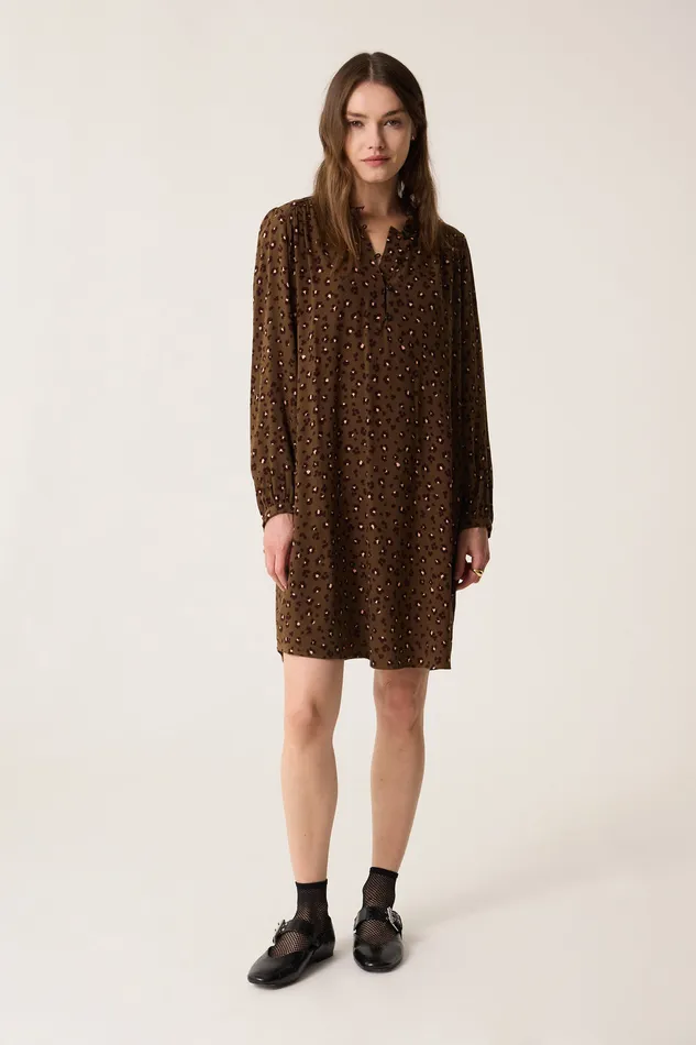 Women Dress Solene Leo Kaki Robe Viscose Kaki Des Petits Hauts Dresses and Skirts