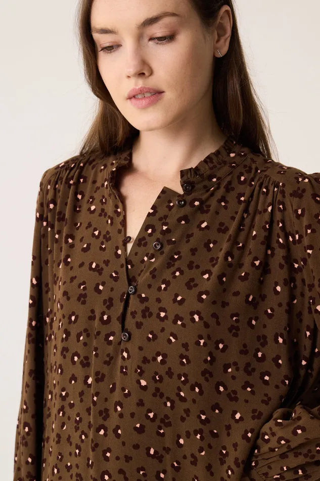 Women Dress Solene Leo Kaki Robe Viscose Kaki Des Petits Hauts Dresses and Skirts