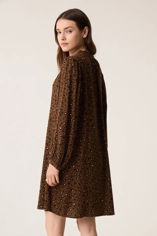Women Dress Solene Leo Kaki Robe Viscose Kaki Des Petits Hauts Dresses and Skirts
