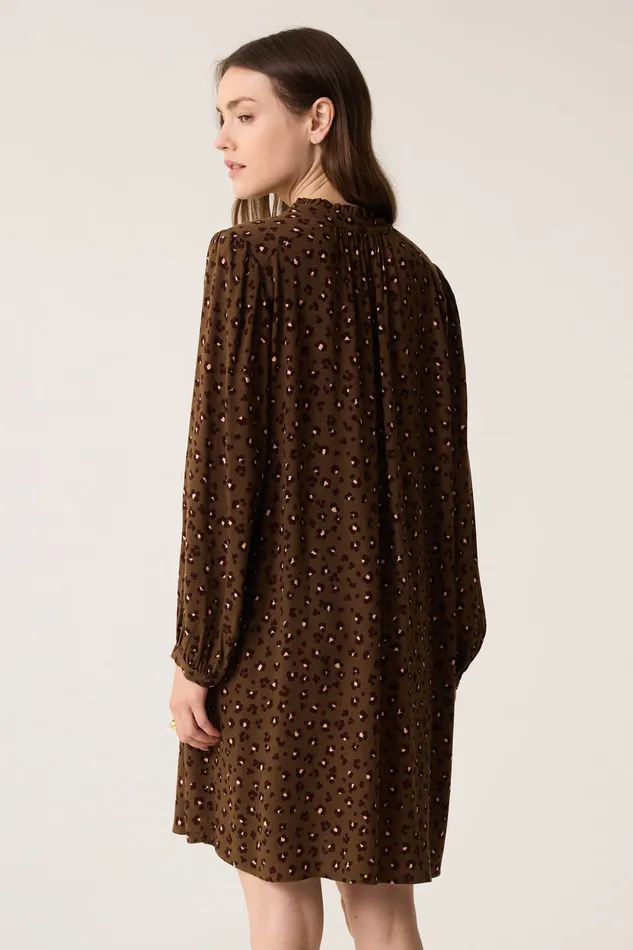 Women Dress Solene Leo Kaki Robe Viscose Kaki Des Petits Hauts Dresses and Skirts