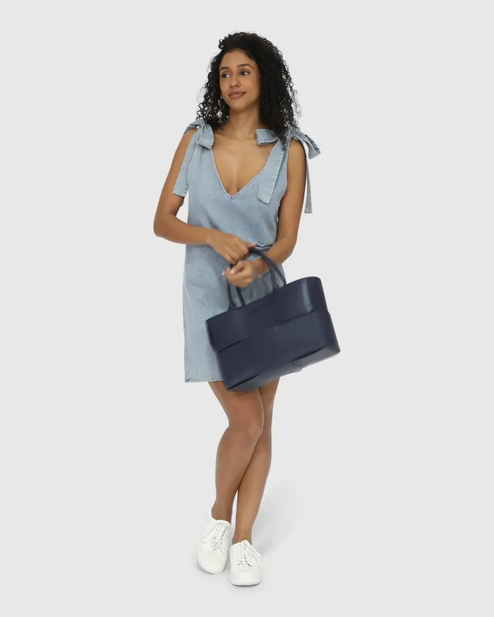 Women Dresses Belle and Bloom Burning Love Tie Shoulder Mini Dress 8211 Stonewash