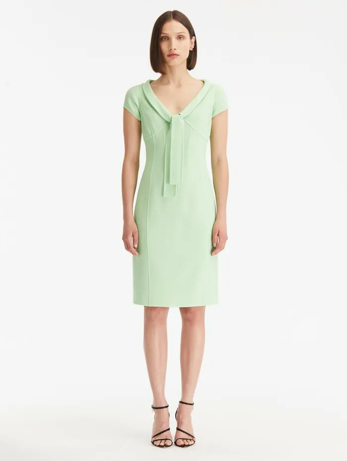 Women Dresses Oscar De La Renta Cap Sleeve Tie Front Pencil Dress Pistachio