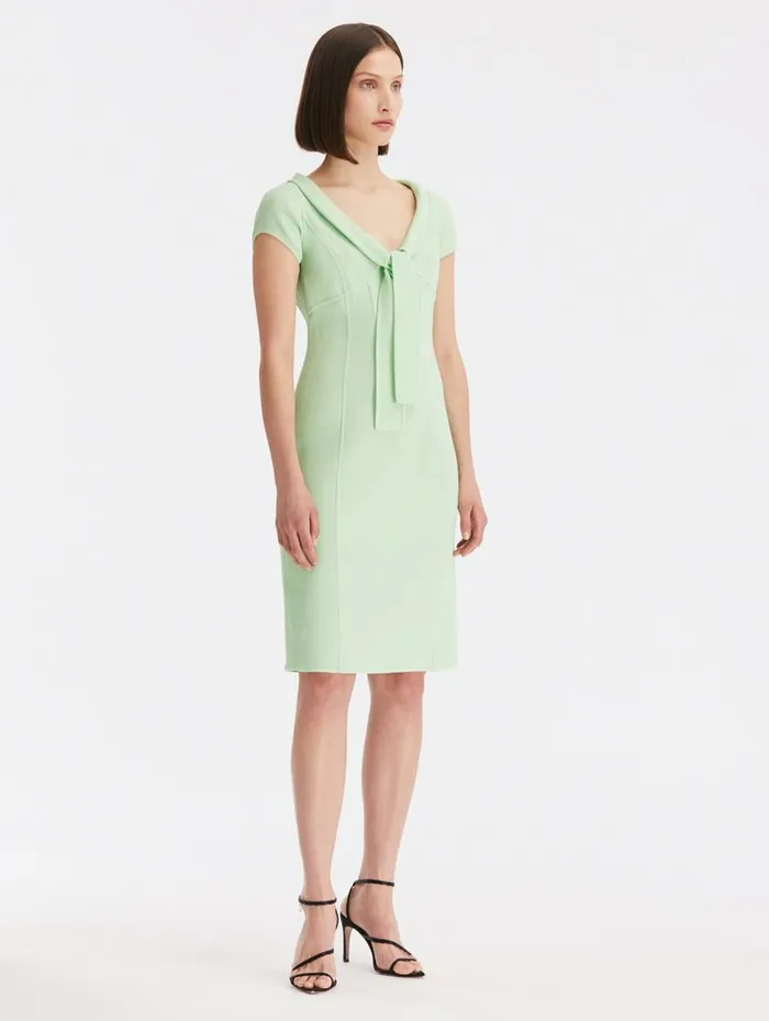 Women Dresses Oscar De La Renta Cap Sleeve Tie Front Pencil Dress Pistachio Women Dresses Oscar De La Renta Cap Sleeve Tie Front Pencil Dress Pistachio