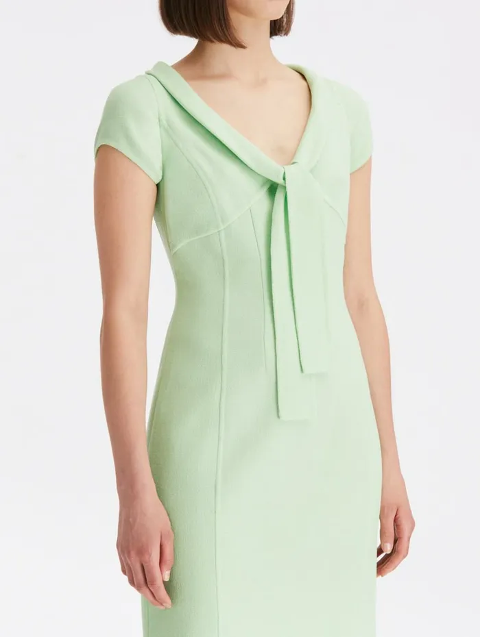 Women Dresses Oscar De La Renta Cap Sleeve Tie Front Pencil Dress Pistachio Women Dresses Oscar De La Renta Cap Sleeve Tie Front Pencil Dress Pistachio