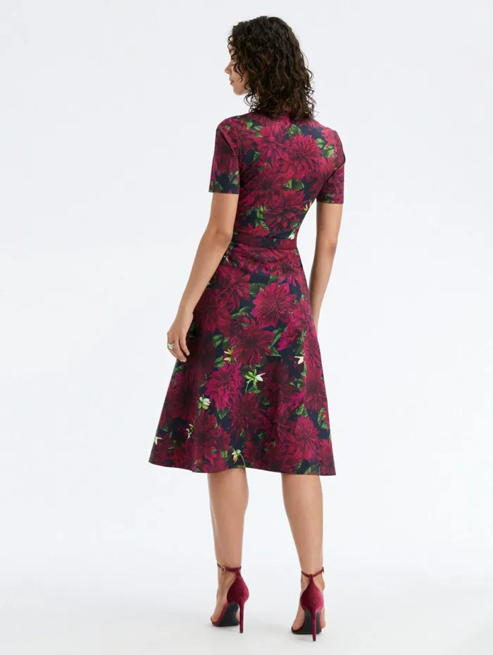 Women Dresses Oscar De La Renta Dahlia Cotton Poplin Dress Burgundynavy Women Dresses Oscar De La Renta Dahlia Cotton Poplin Dress Burgundynavy