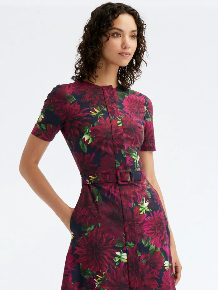 Women Dresses Oscar De La Renta Dahlia Cotton Poplin Dress Burgundynavy Women Dresses Oscar De La Renta Dahlia Cotton Poplin Dress Burgundynavy