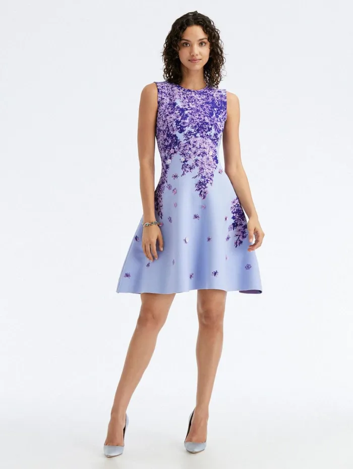 Women Dresses Oscar De La Renta Degrad Lilac Jacquard Knit Dress Lilac Blue