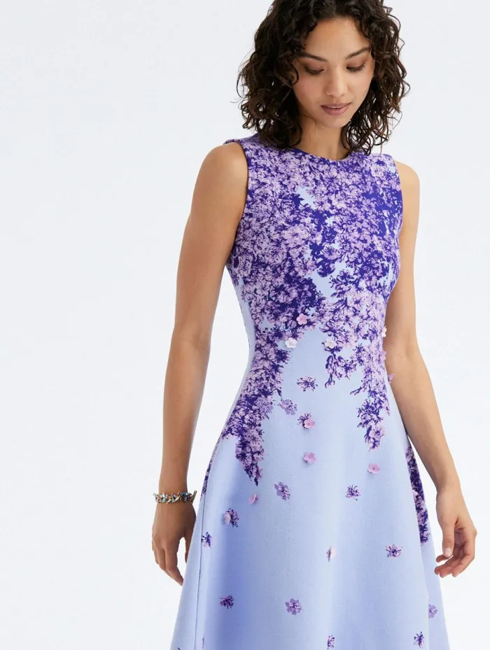 Women Dresses Oscar De La Renta Degrad Lilac Jacquard Knit Dress Lilac Blue Women Dresses Oscar De La Renta Degrad Lilac Jacquard Knit Dress Lilac Blue