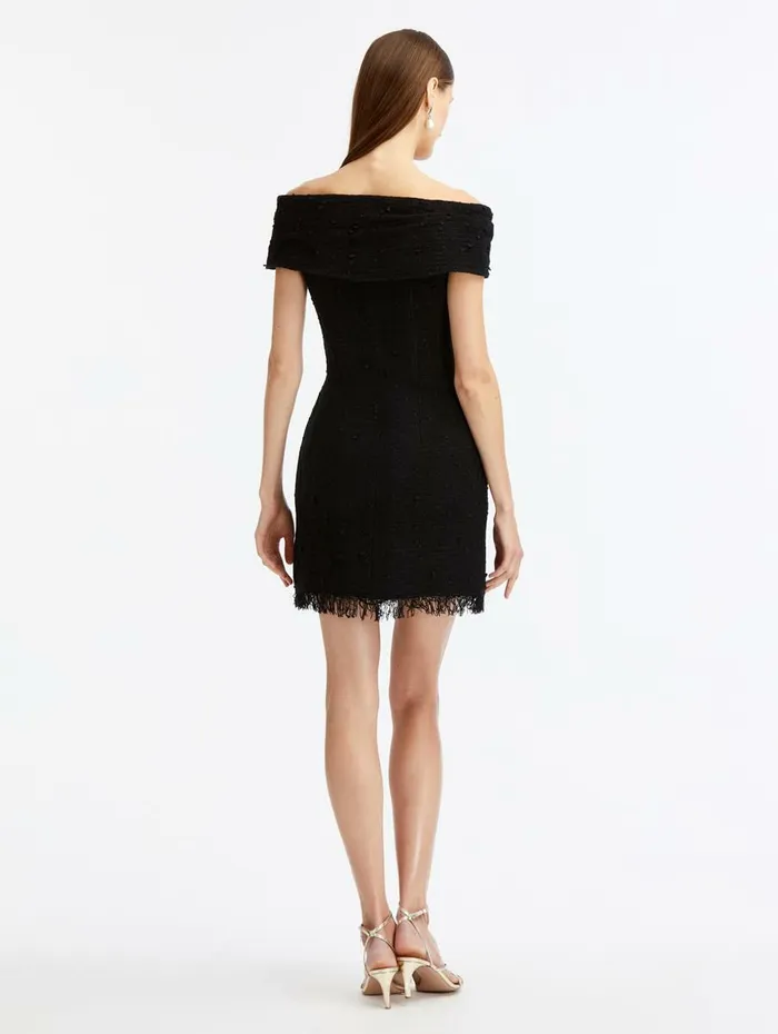 Women Dresses Oscar De La Renta Fitted Off Shoulder Fold Over Dress Black Women Dresses Oscar De La Renta Fitted Off Shoulder Fold Over Dress Black