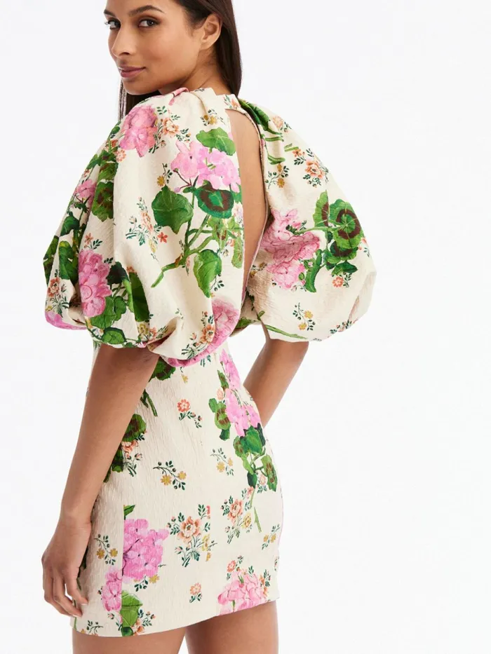 Women Dresses Oscar De La Renta Geranium Wallpaper Cloque Mini Dress Pink Multi Women Dresses Oscar De La Renta Geranium Wallpaper Cloque Mini Dress Pink Multi