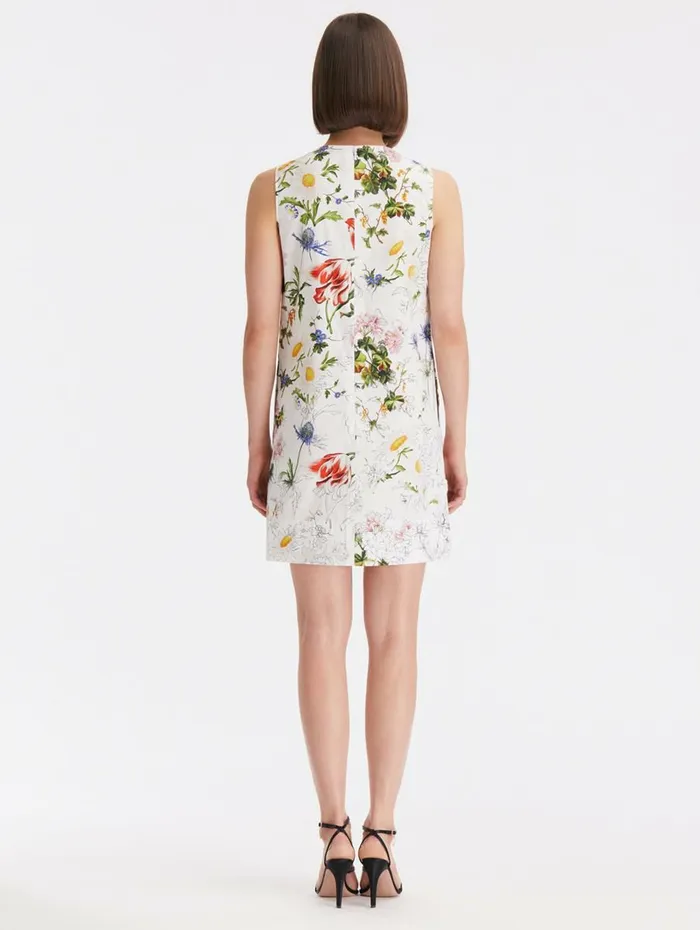 Women Dresses Oscar De La Renta Sketched Floral Cotton Poplin Shift Dress White Multi Women Dresses Oscar De La Renta Sketched Floral Cotton Poplin Shift Dress White Multi