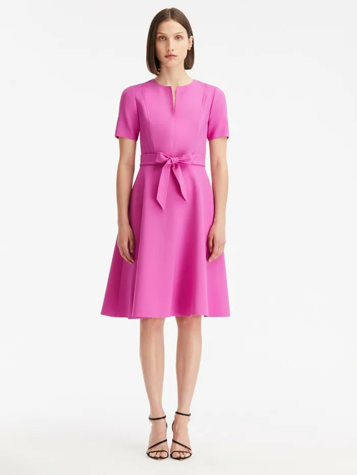 Women Dresses Oscar De La Renta Split Neck Tie Detail Dress Orchid