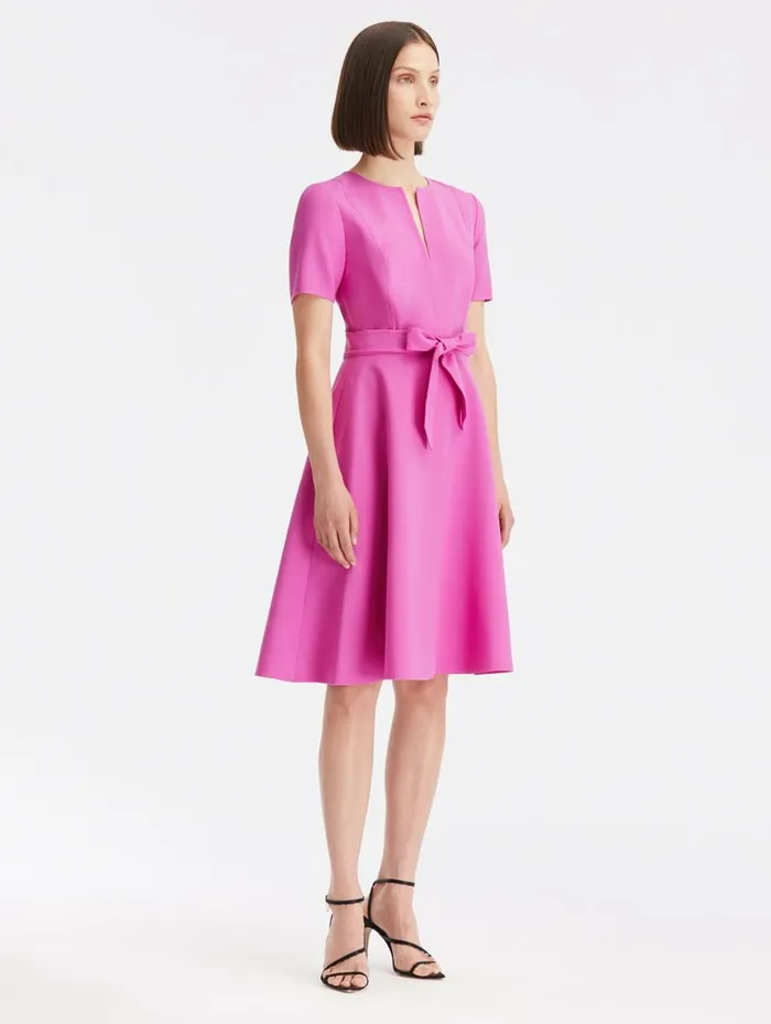 Women Dresses Oscar De La Renta Split Neck Tie Detail Dress Orchid Women Dresses Oscar De La Renta Split Neck Tie Detail Dress Orchid