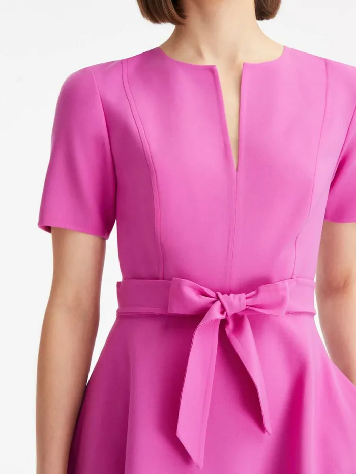 Women Dresses Oscar De La Renta Split Neck Tie Detail Dress Orchid Women Dresses Oscar De La Renta Split Neck Tie Detail Dress Orchid