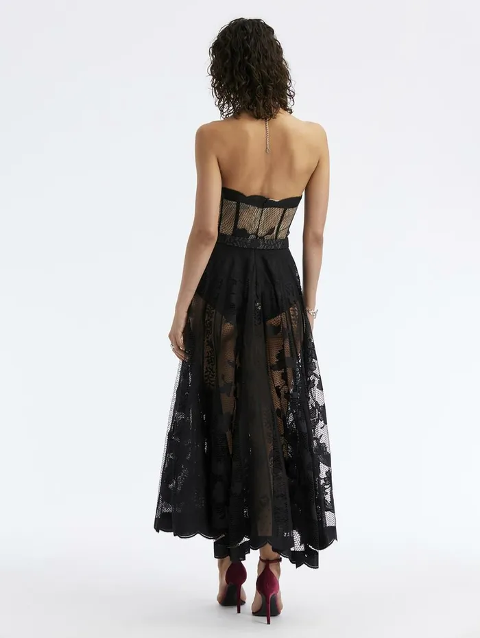 Women Dresses Oscar De La Renta Strapless Floral Lace Dress Black Women Dresses Oscar De La Renta Strapless Floral Lace Dress Black
