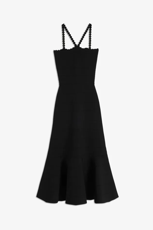 Women Dresses Victoria Beckham Scalloped Strap Flare Dress In Black