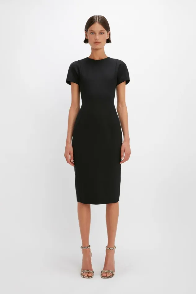 Women Dresses Victoria Beckham Spiral Fitted Tshirt Dress In Black