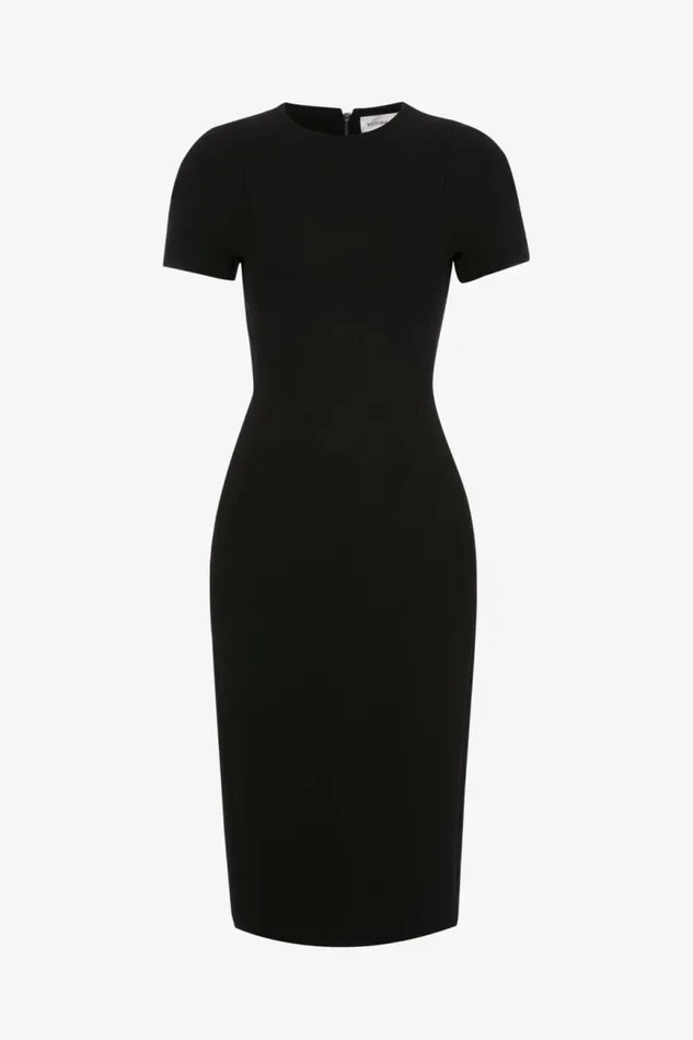 Women Dresses Victoria Beckham Spiral Fitted Tshirt Dress In Black