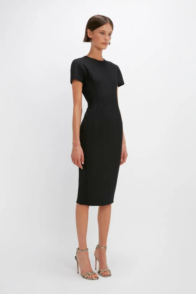 Women Dresses Victoria Beckham Spiral Fitted Tshirt Dress In Black
