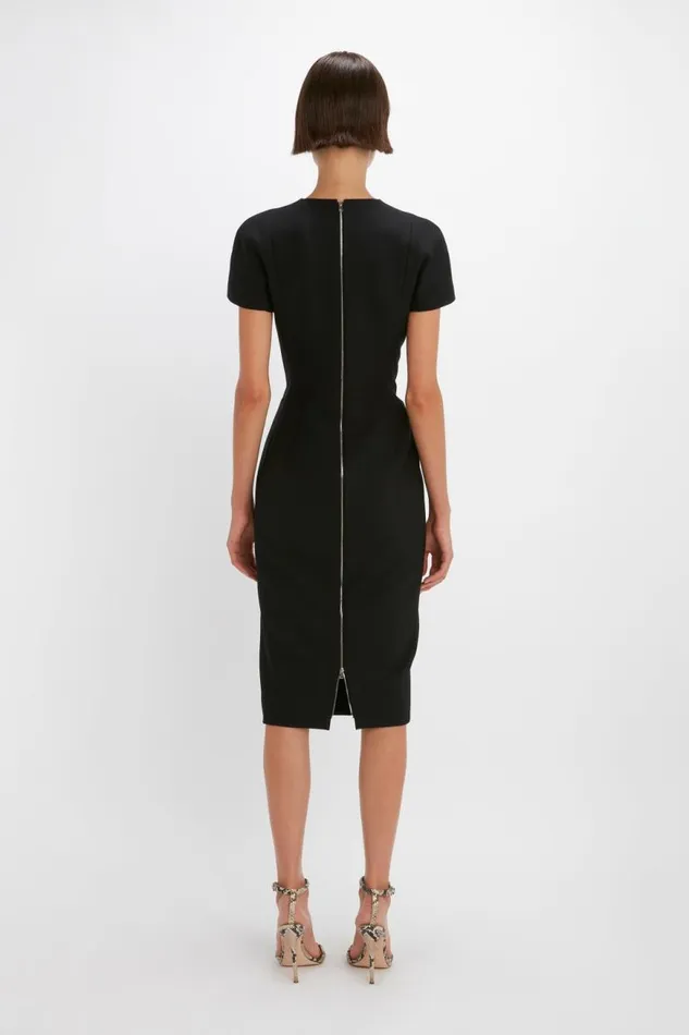 Women Dresses Victoria Beckham Spiral Fitted Tshirt Dress In Black