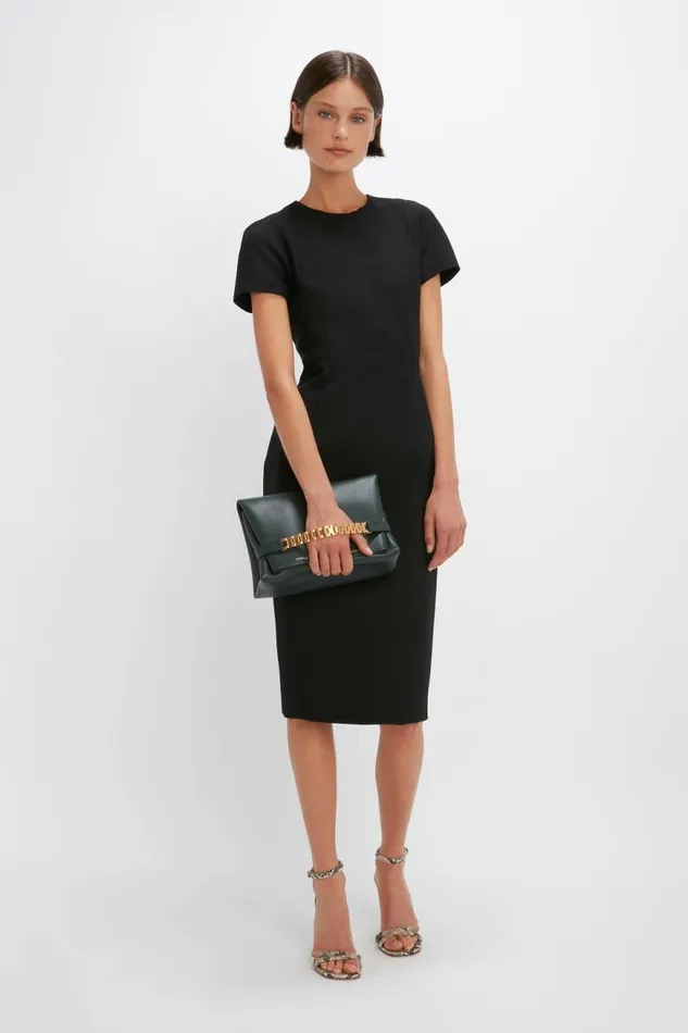 Women Dresses Victoria Beckham Spiral Fitted Tshirt Dress In Black