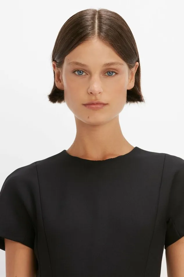Women Dresses Victoria Beckham Spiral Fitted Tshirt Dress In Black