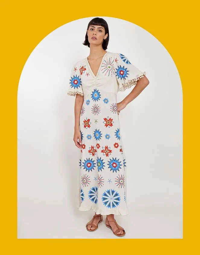 Women East Embroidered Maxi Dress Ivory Monsoon Dresses