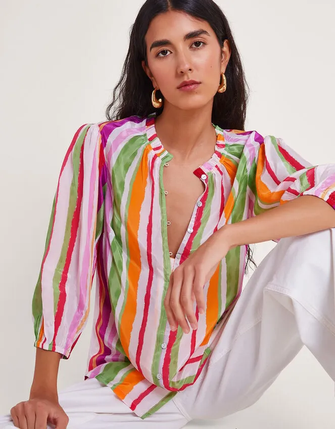 Women Elsie Stripe Blouse Orange Monsoon Tops and Blouses