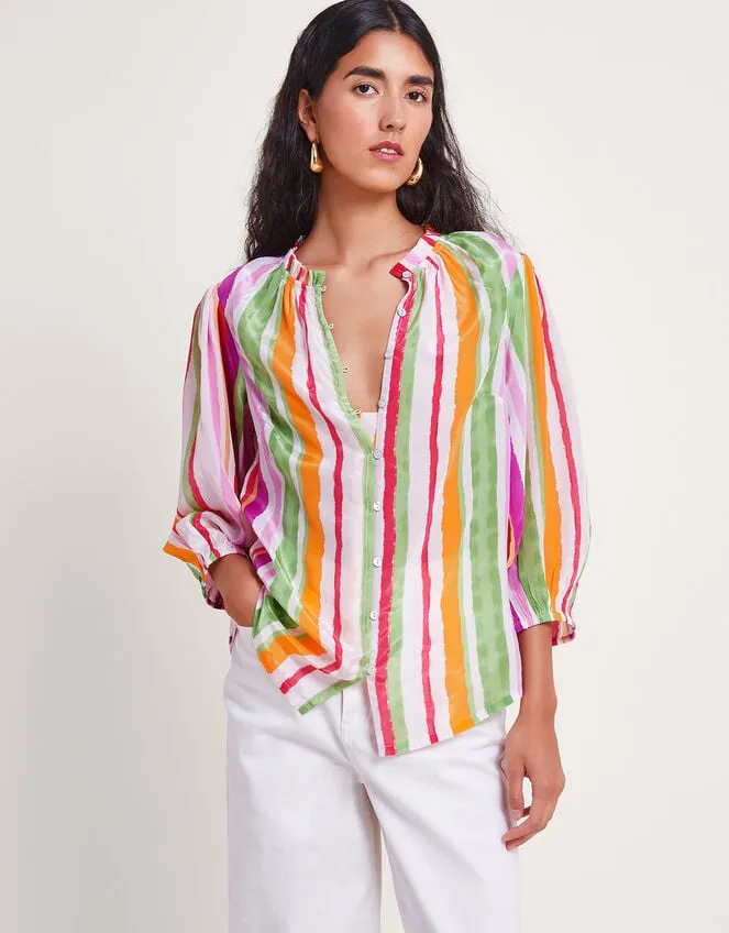 Women Elsie Stripe Blouse Orange Monsoon Tops and Blouses