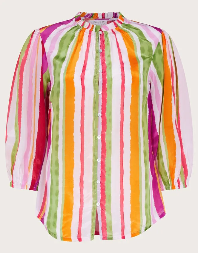 Women Elsie Stripe Blouse Orange Monsoon Tops and Blouses