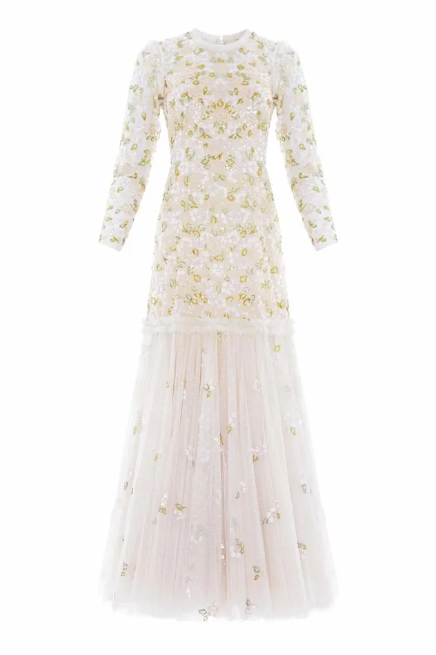 Women Embellished Dresses Needle and Thread Brianna Long Sleeve Gown Champagne Women Embellished Dresses Needle and Thread Brianna Long Sleeve Gown Champagne