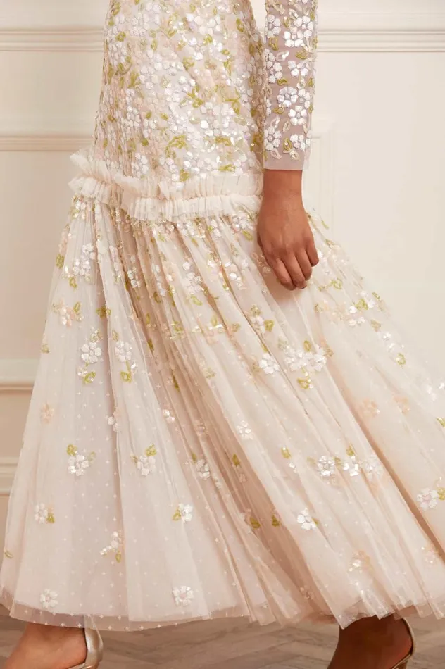 Women Embellished Dresses Needle and Thread Brianna Long Sleeve Gown Champagne Women Embellished Dresses Needle and Thread Brianna Long Sleeve Gown Champagne