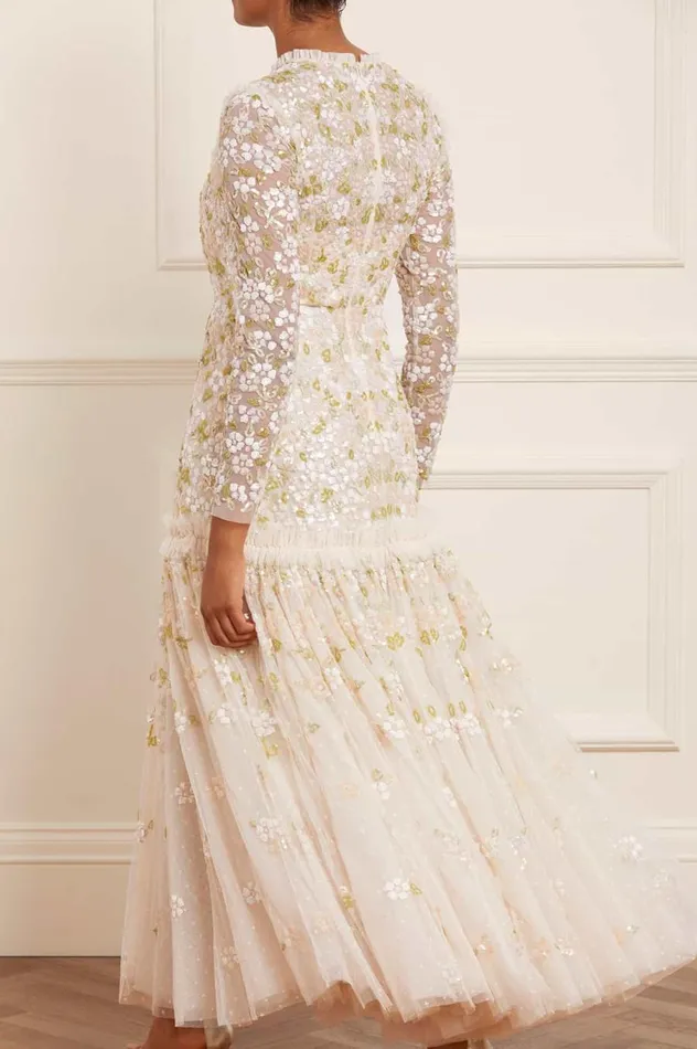 Women Embellished Dresses Needle and Thread Brianna Long Sleeve Gown Champagne Women Embellished Dresses Needle and Thread Brianna Long Sleeve Gown Champagne