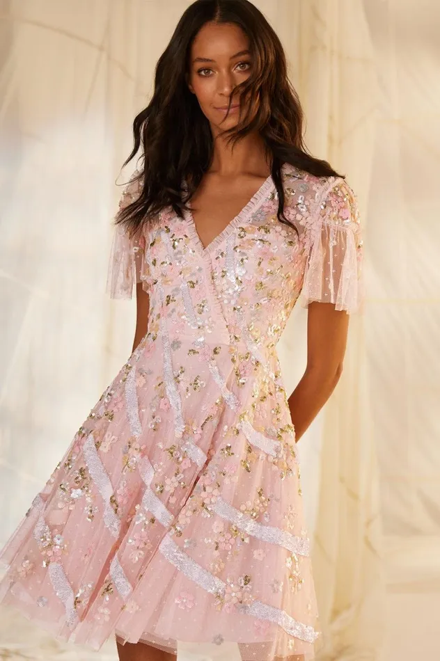 Women Embellished Dresses Needle and Thread Dianella Sequin Mini Dress Pink