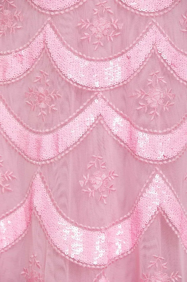 Women Embellished Dresses Needle and Thread Fifi Long Sleeve Ankle Gown Pink