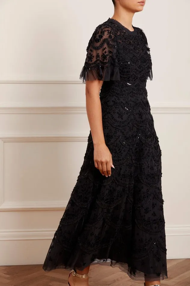 Women Embellished Dresses Needle and Thread Lily Bloom Ankle Gown Black