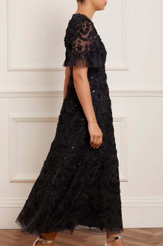Women Embellished Dresses Needle and Thread Lily Bloom Ankle Gown Black