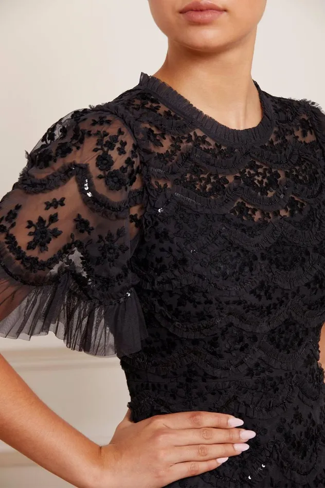 Women Embellished Dresses Needle and Thread Lily Bloom Ankle Gown Black