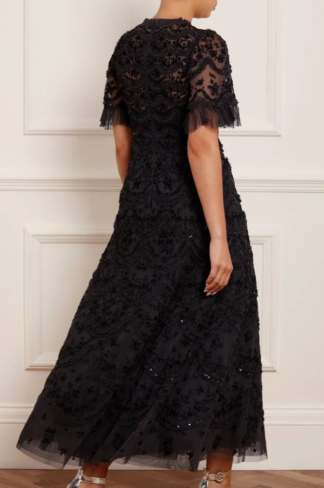 Women Embellished Dresses Needle and Thread Lily Bloom Ankle Gown Black