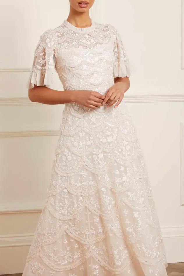 Women Embellished Dresses Needle and Thread Lily Bloom Ankle Gown Champagne