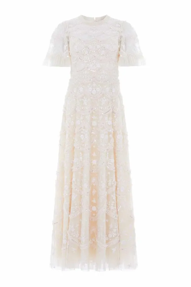 Women Embellished Dresses Needle and Thread Lily Bloom Ankle Gown Champagne