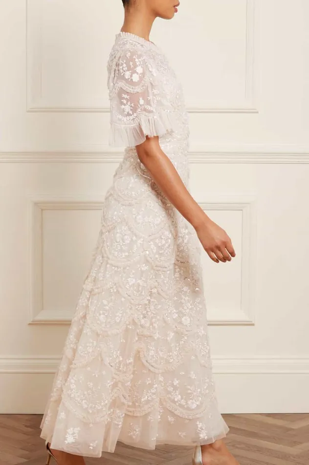 Women Embellished Dresses Needle and Thread Lily Bloom Ankle Gown Champagne