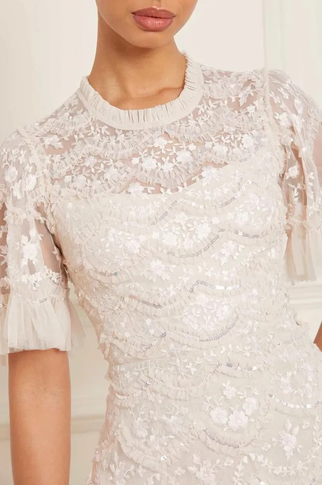 Women Embellished Dresses Needle and Thread Lily Bloom Ankle Gown Champagne