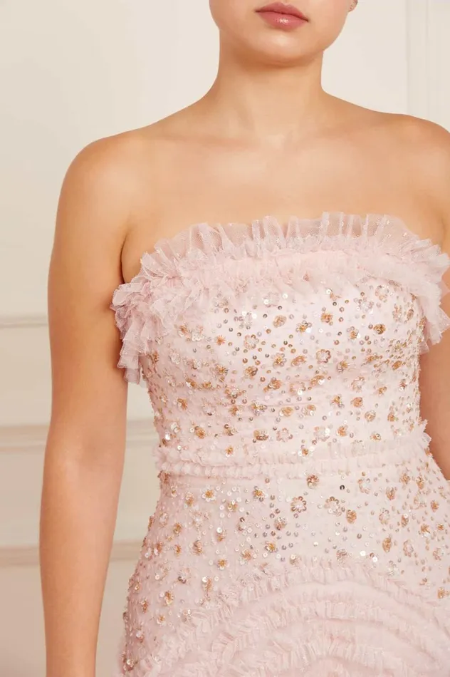 Women Embellished Dresses Needle and Thread Maybelle Sequin Strapless Gown Pink
