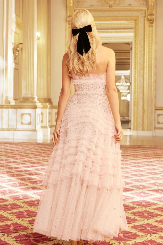 Women Embellished Dresses Needle and Thread Maybelle Sequin Strapless Gown Pink