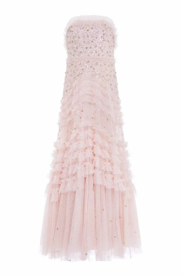 Women Embellished Dresses Needle and Thread Maybelle Sequin Strapless Gown Pink