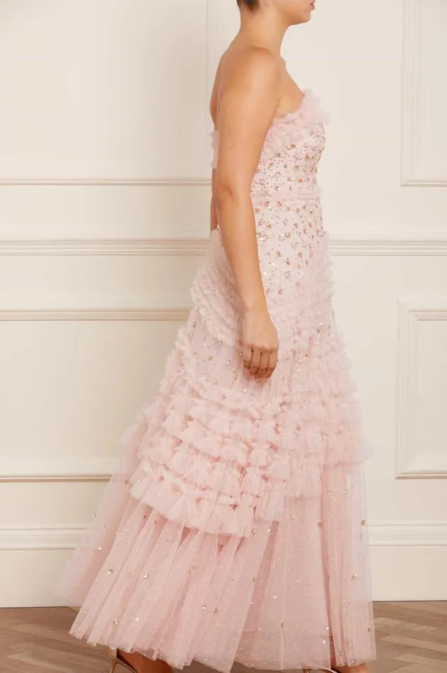 Women Embellished Dresses Needle and Thread Maybelle Sequin Strapless Gown Pink