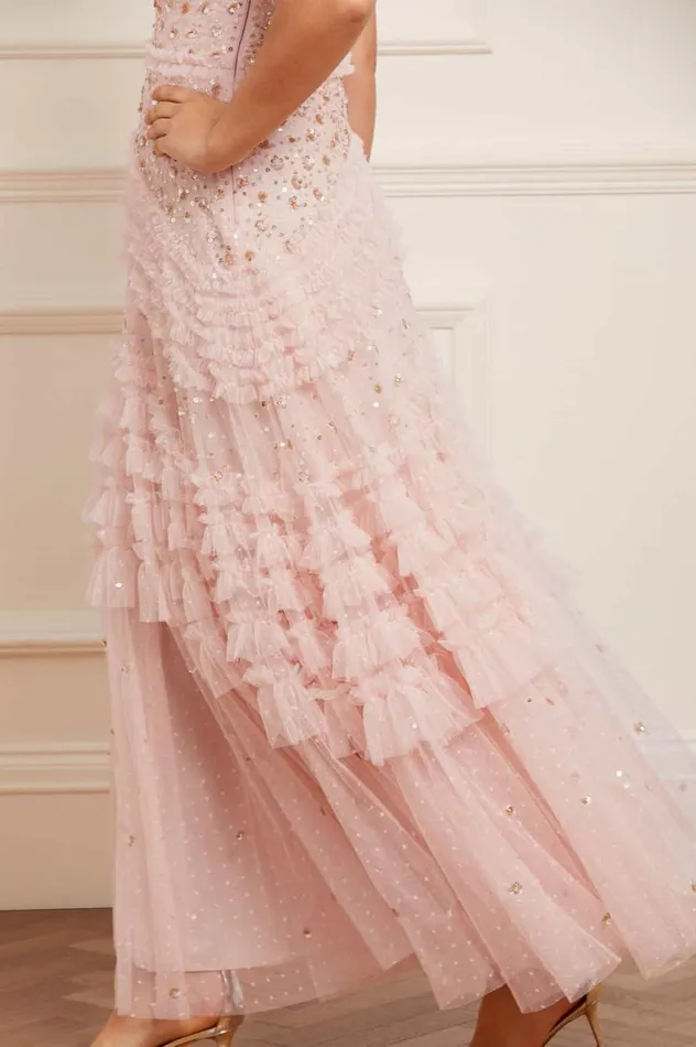 Women Embellished Dresses Needle and Thread Maybelle Sequin Strapless Gown Pink